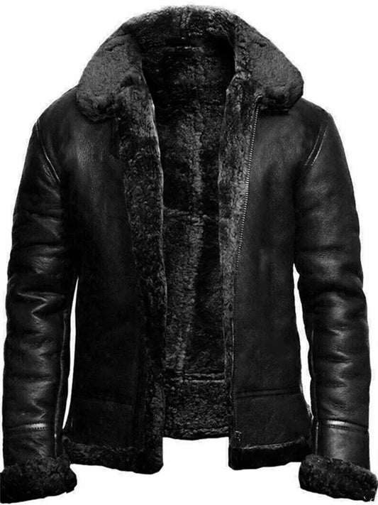 Street Trend New Fur One Men's Jacket Thickened Fur Medium Long Jacket Faux Leather Velvet Menswear