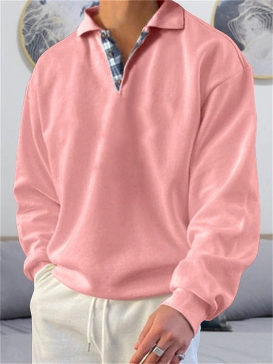 Men's Sweatshirt Pullover Black White Pink Red Royal Blue Polo Collar Solid Color Sports & Outdoor Streetwear Casual Big and Tall Essential Winter Fall Clothing Apparel Hoodies Sweatshirts Long
