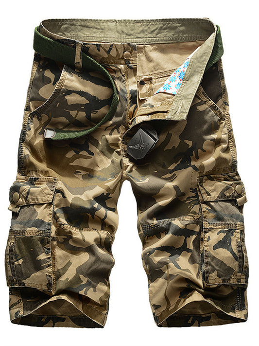 Men's Cargo Shorts Shorts Hiking Shorts Zipper Multi Pocket Camouflage Daily Holiday 100% Cotton Streetwear Stylish ArmyGreen Khaki Inelastic