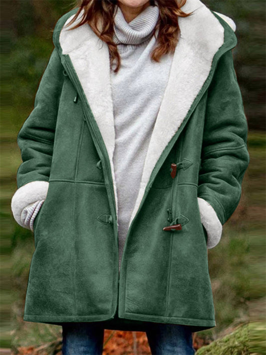 Women's Coat Hoodie Jacket School Office Work Winter Fall Regular Coat Regular Fit Warm Basic Casual Preppy Style Jacket Long Sleeve Solid Color Pure Color with Pockets Slim Fit Green Black Purple