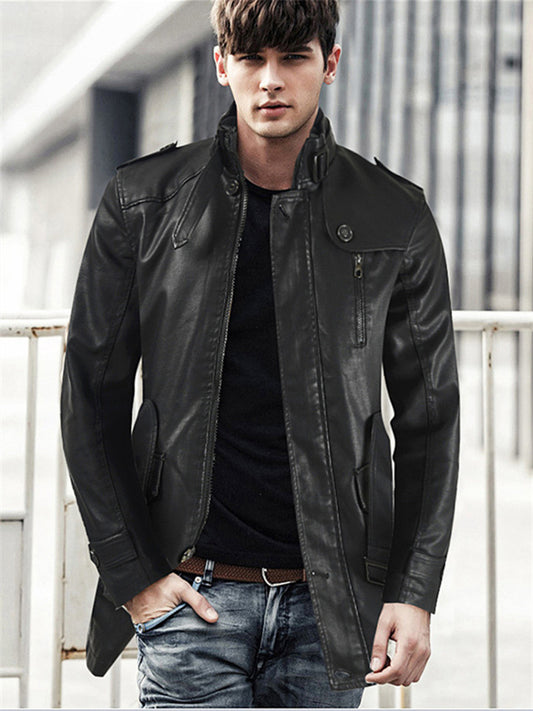 Men's Winter Coat Short Coat Business Casual Winter Polyester Windproof Warm Outerwear Clothing Apparel Stylish Classic & Timeless non-printing Solid Color Pocket Stand Collar Single Breasted