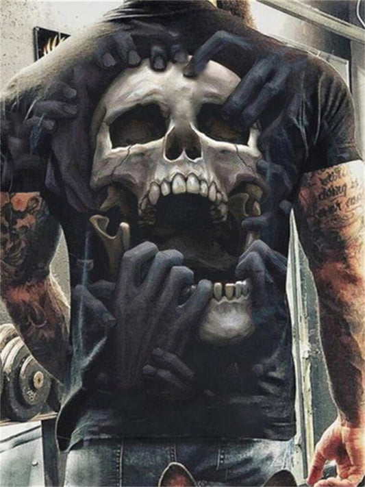 Fashion New Cool Skull 3D Digital Printing Men's Short-sleeved T-shirt