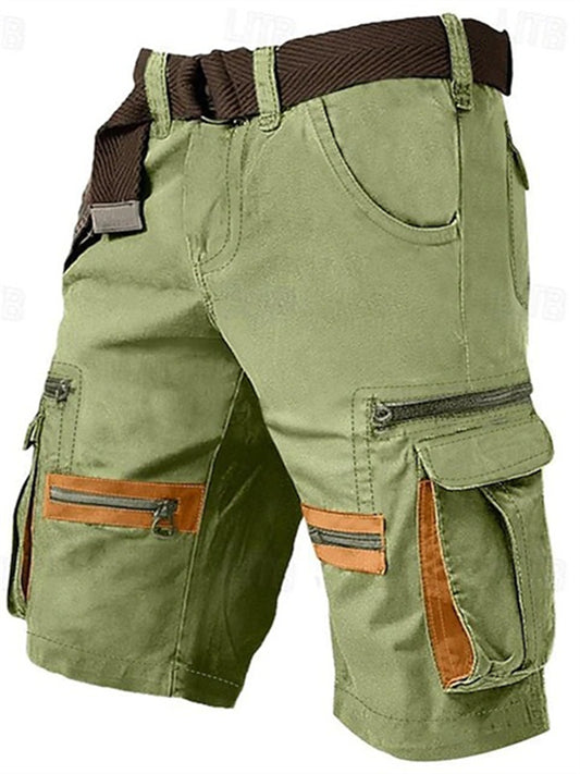 Men's Multi-Pocket Cropped Shorts, Summer Straight-Leg Workwear Shorts