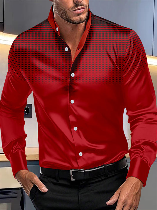Spring/Fall New Arrival Men's Polka Dot Print Casual Stand-up Collar Long Sleeve Shirt