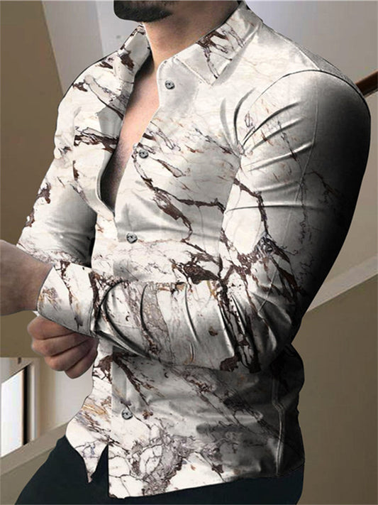 Men's 3D Printing Fall and Winter Models Men's Printed Lapel Cardigan Long-sleeved Floral Shirt S,M,L,XL,XXL,XXXL,XXXXL,5XL,6XL