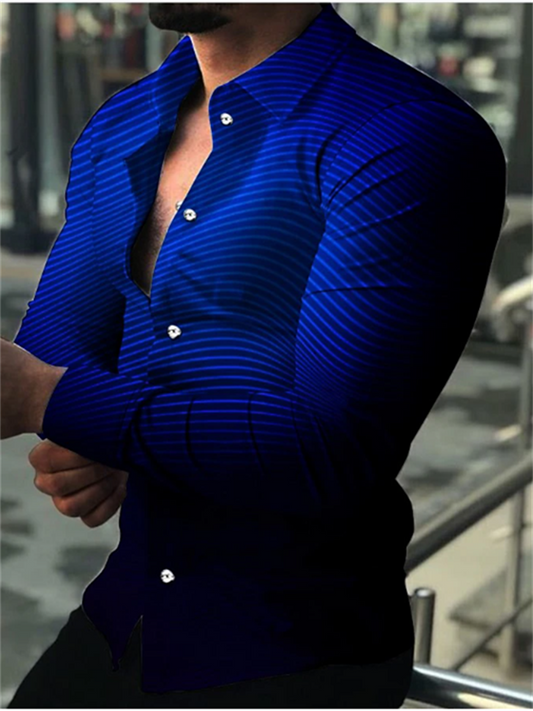 Men's Shirt Long Sleeve Gradient Turndown Button-Down Tops Green Black Blue Purple Red Daily Holiday Fashion Casual Breathable