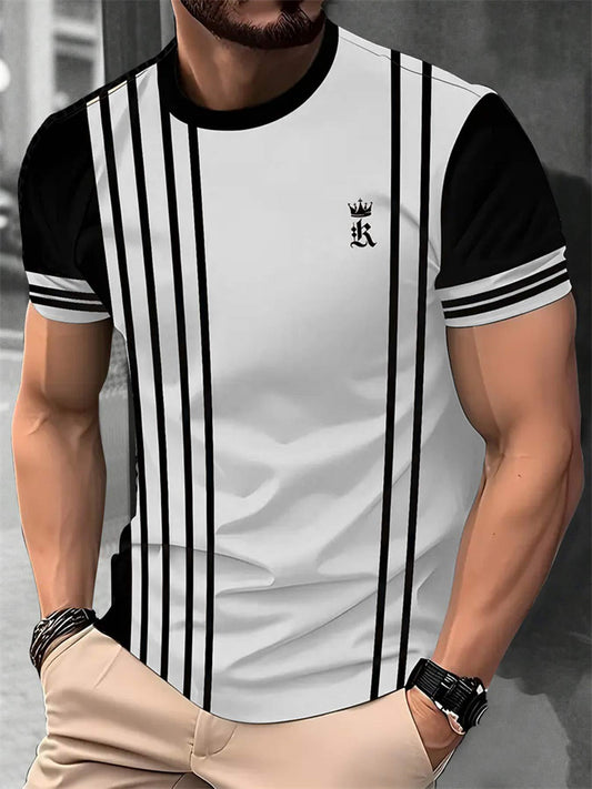 Summer Men's Short-sleeved T-shirt Business and Leisure 3D Print Short Sleeve