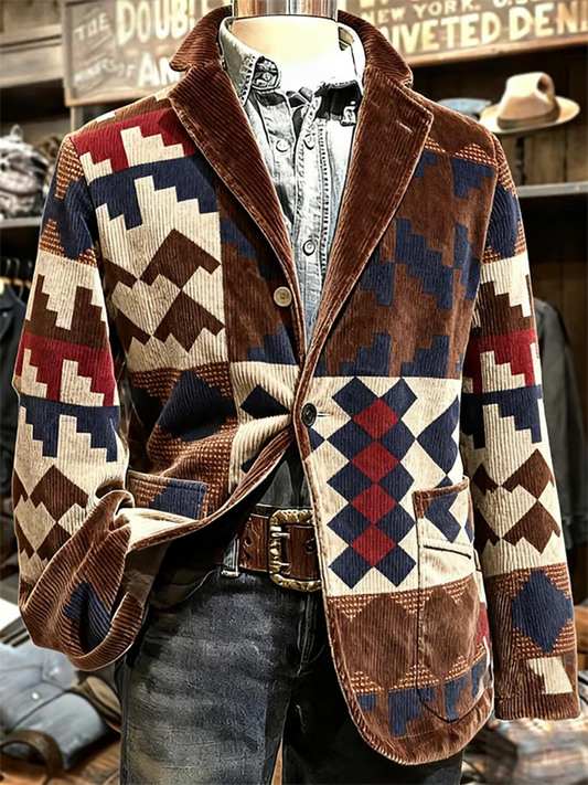 New Arrival Christmas Casual Suit Men's Corduroy Suit Casual Printed Jacket