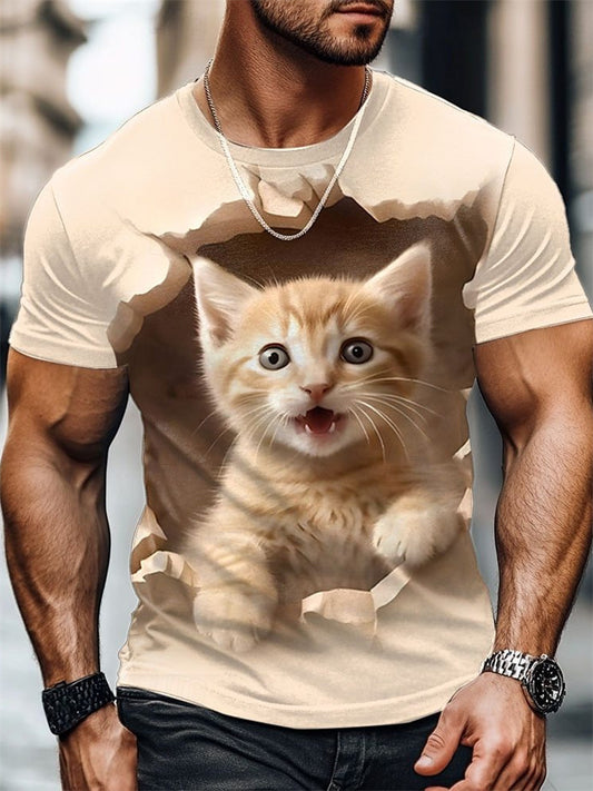 Men's 3D Animal Print T-Shirt Summer Casual Sports Short Sleeve Top
