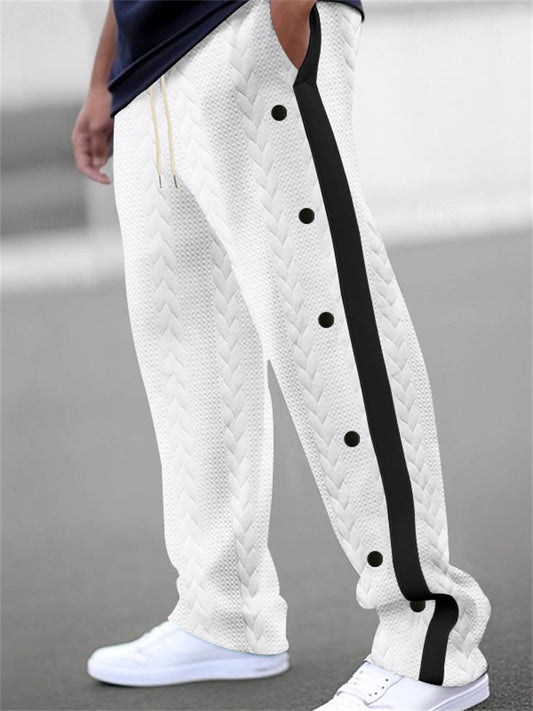 New Arrival Men's Jacquard Button Casual Pants - Thickened All-Season Long Pants
