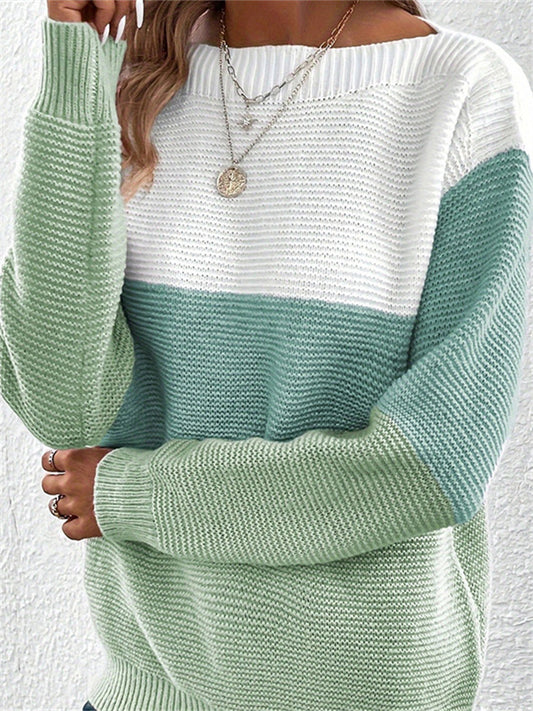 Autumn and Winter Women's Season New Knitted Sweater Round Neck Long Sleeve Sweater