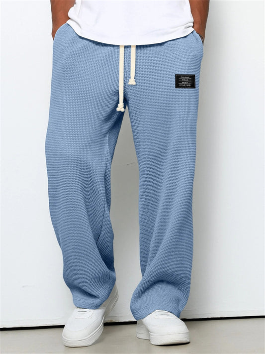 Men's Spring/Fall Loose Straight-Leg Sweatpants Wide-Leg Athletic Casual Long Pants