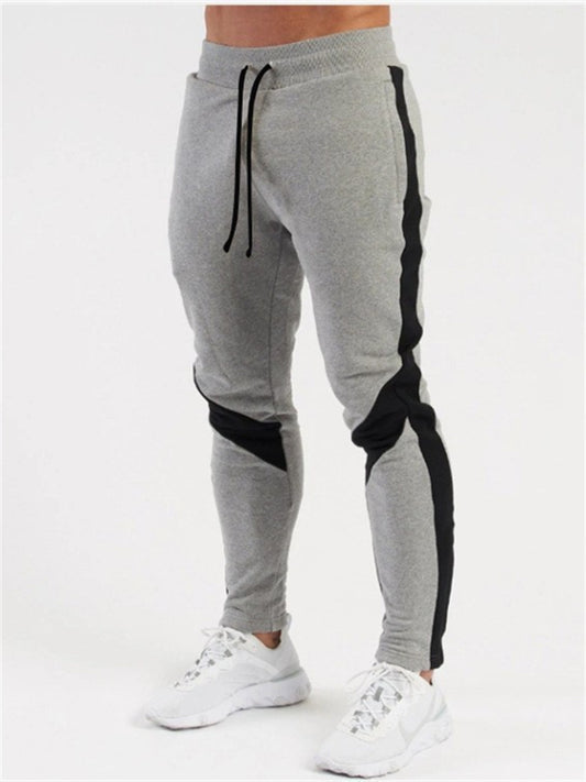 Winter New Arrival Color-Blocked Fleece-Lined Slim-Fit Men's Athletic Pants for Fitness & Casual Wear