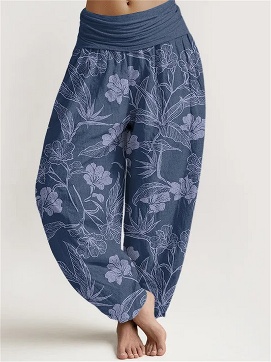 Women's Pants Floral Printed Loose Casual Wide Leg Women's Pants Lantern Pants