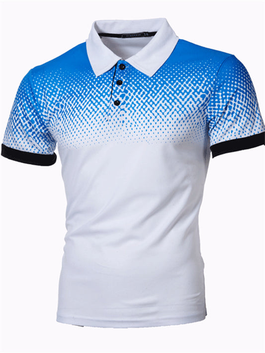 Men's Collar Polo Shirt Golf Shirt Argyle Turndown Orange 3D Print Street Daily Short Sleeve 3D Button-Down Clothing Apparel Fashion Casual Comfortable / Beach