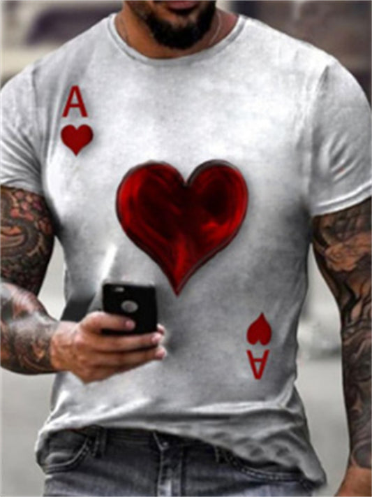 Trendy New Poker 3D Digital Printing Fashion Street Men's Sports Short-sleeved T-shirt