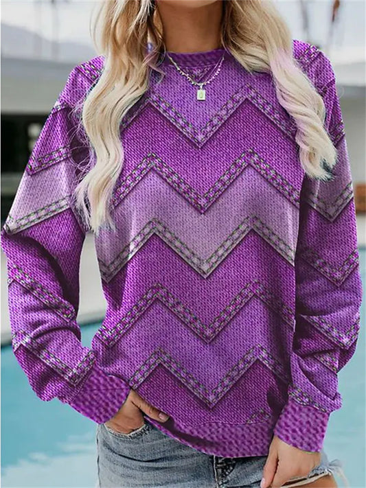 Women's Sweatshirt Pullover Active Streetwear Print Black Red Royal Blue Denim Daily Crew Neck Long Sleeve