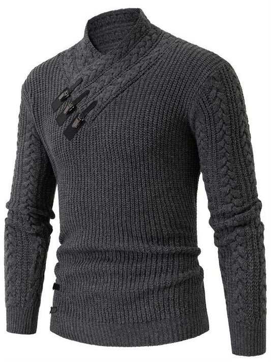 Half Turtleneck Men's Sweater Fall and Winter Slim Long-sleeved Knit Sweater Line Clothing
