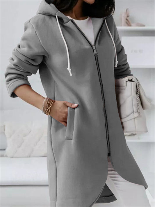 Women's Zip Hoodie Sweatshirt Streetwear Pullover Sherpa Fleece Pocket Zip Up Black Pink Red Solid Color Street Hoodie Long Sleeve Fleece / Fleece lined