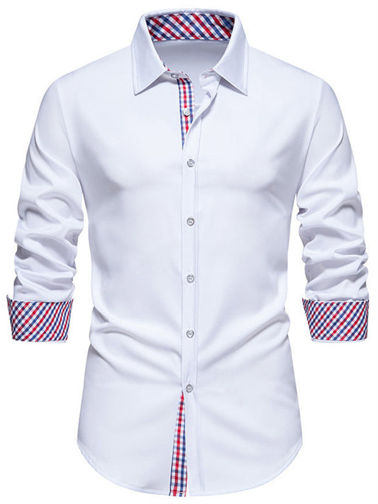 New Printed Long-sleeved Shirt Men's Casual Splicing Shirt