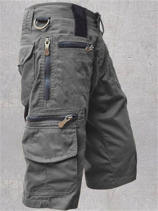 Men's Shorts Cargo Shorts Multiple Pockets Casual Daily Micro-elastic Breathable Outdoor Sports Solid Color Mid Waist Green Black Light Brown M L XL