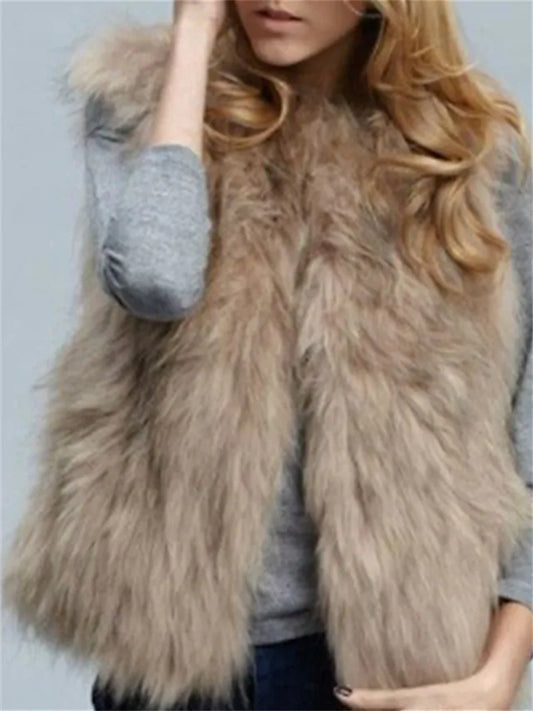 Women's Vest Wedding Daily Weekend Winter Regular Coat V Neck Regular Fit Jacket Sleeveless White Black Camel