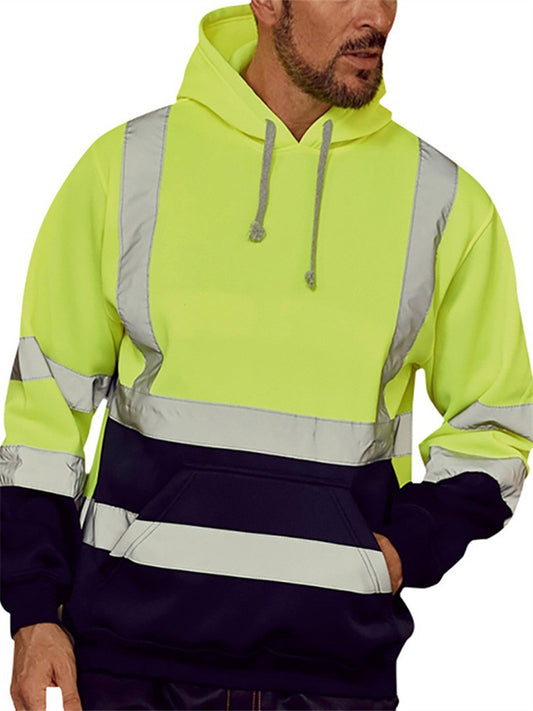 New Arrival Men's Reflective Oversized Hooded Sweatshirt for Environmental Workers