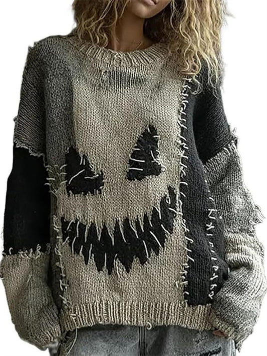 New Arrival Loose-Fit Knit Sweater for Women - Printed Sweater
