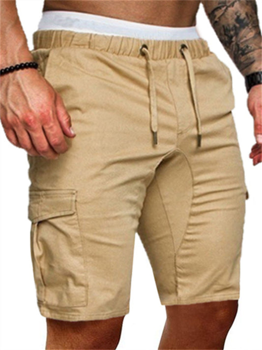 Men's Cargo Shorts Bermuda shorts Drawstring Elastic Waistband with Side Pocket Plain Outdoor Sports Short Outdoor Daily Sports Casual Shorts Slim ArmyGreen Black Inelastic