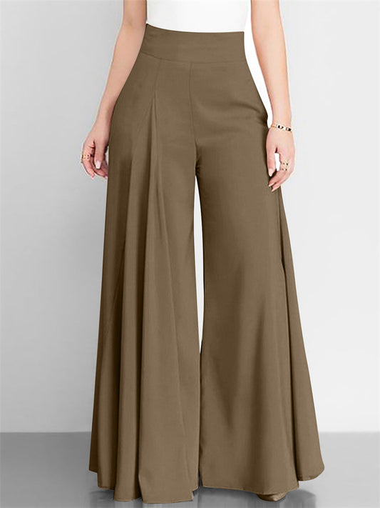 Women's Solid-Color High-Waisted Wide-Leg Lightweight Casual Pants