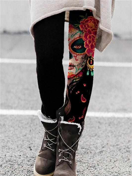 Women's Tights Leggings Green Red & White Light Black High Waist Fashion Casual Daily Print Stretchy Full Length Thermal Warm Geometric S M L XL 2XL