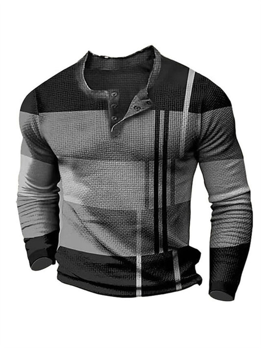 Color Blocking Color Collision Men's T-shirt Casual Sports Digital Printing T-shirt Tops Long-sleeved Round Neck Printed T-shirt Men