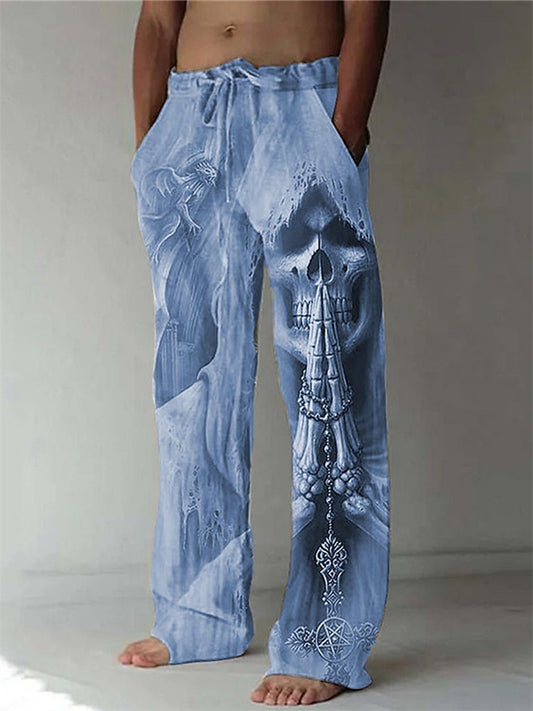 Summer Bestseller Beach 3D Printed Skull Head Beach Pants Men's Casual Long Pants
