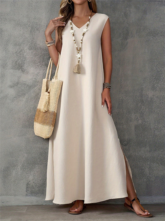 Summer Dresses Women's Sleeveless V-Neck Side Split One-piece Long Dresses