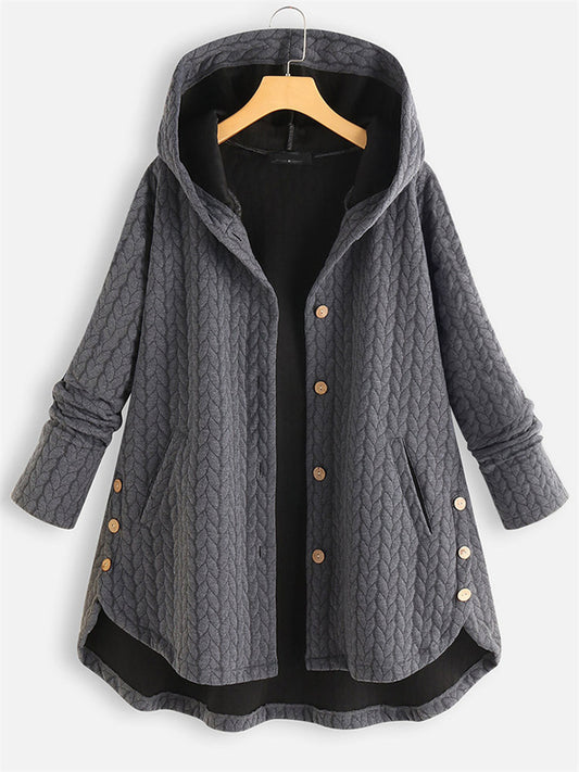 Fashion Ladies Cotton Jacket Hooded Medium-length Fall and Winter Casual Cotton Jacket