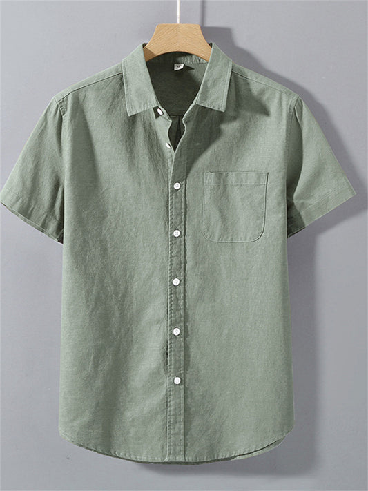 Summer Men's Thin Section Linen Shirt Short-sleeved Cotton Shirt