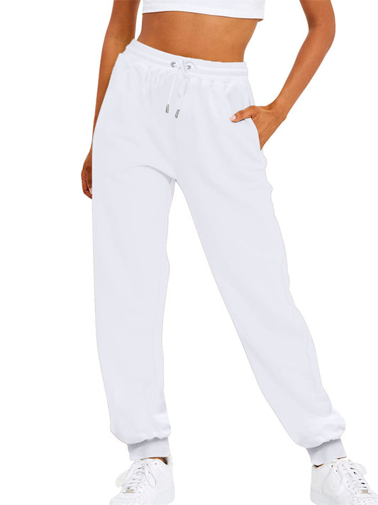 Women's Solid Color Temperament Elegant Commuter Fashion Casual Sweat Pants Slim Mid-waist Pants Drawstring Pants