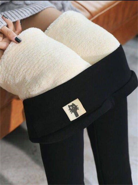 Share  Photo by Supplier   Women's Fleece Pants Tights Leggings Fleece lined Lamb wool leggings (kitten) Lamb cashmere leggings (leather label) High Waist Basic Casual Office Daily High Cut High Elasticity Full Length Thermal