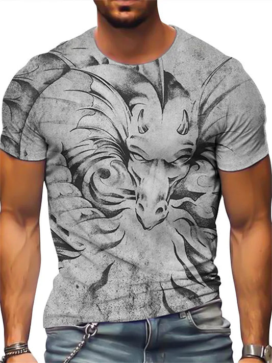 New Summer European & American Men's 3D Printed Short-Sleeve T-Shirt - Fashionable Casual Men's T-Shirt