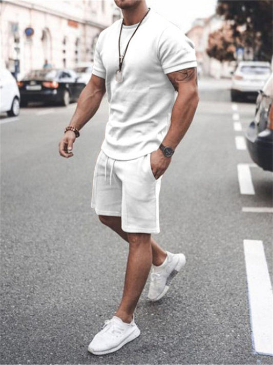 Men's T-shirt Suits Tracksuit Tennis Shirt Shorts and T Shirt Set Solid Colored Crew Neck Outdoor Street Short Sleeve Drawstring 2 Piece Clothing Apparel Sports Designer Sportswear Classic