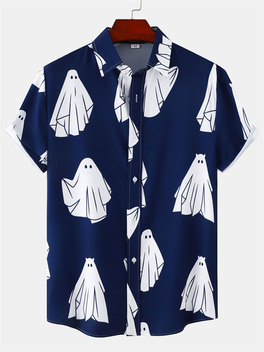 Men's New Summer Short-sleeved Floral Shirt Lapel Printed Shirt