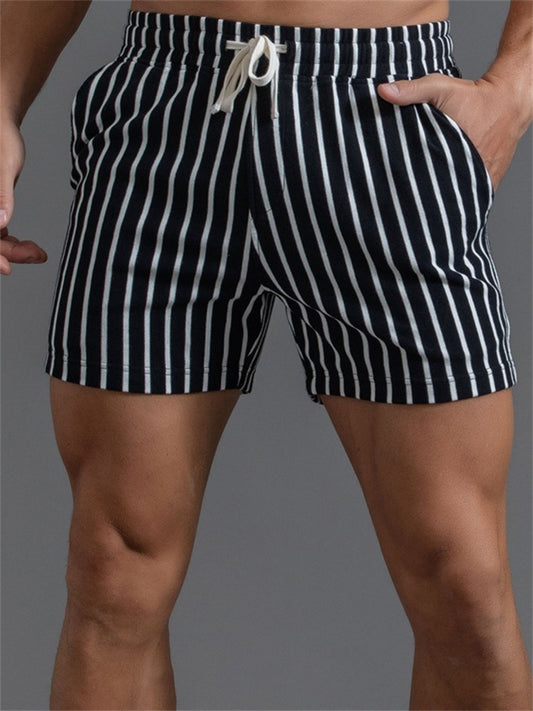 Men's Cotton Athletic Shorts Four Pants Vertical Striped Pants Three Pants