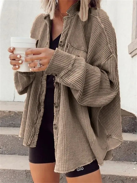 Fall New Jacket Fashion Casual Lapel Single-breasted Pocket Splicing Irregular Loose Type Casual Wind Jacket