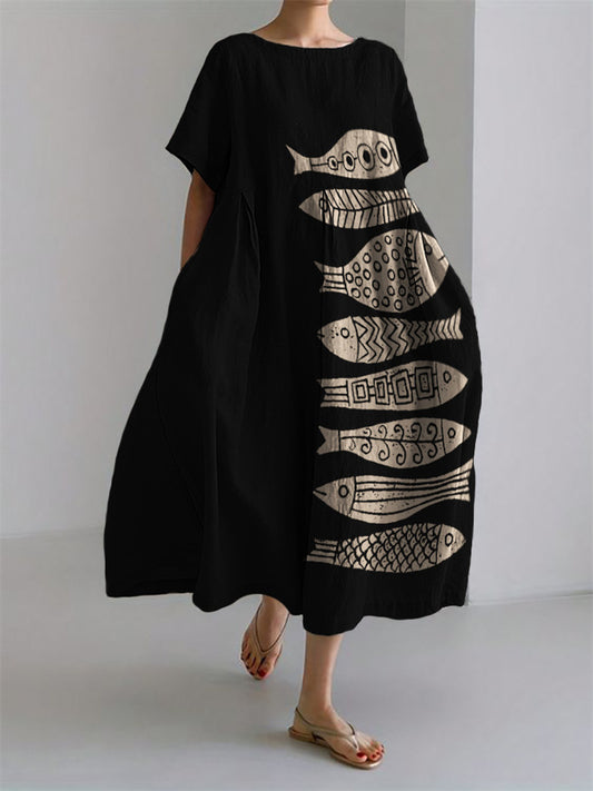3D Printed Women's Dresses New Large Hem Loose Dresses