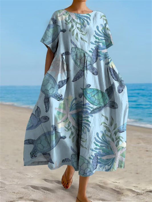 3D Printed Women's Loose Dresses New Large Hem Dresses