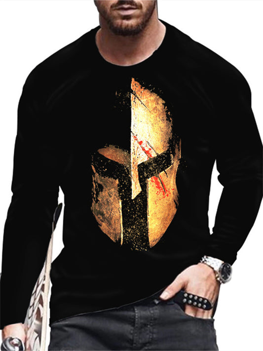Fall New Arrival Casual T-Shirt Long-Sleeve Crew Neck 3D Printed Fashion Men's Long-Sleeve Printed T-Shirt