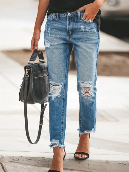 Women's Ripped Vintage-Style Fashion Jeans