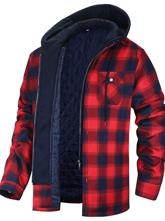 Men's Fall/Winter Checkered Long-Sleeve Oversized Jacket
