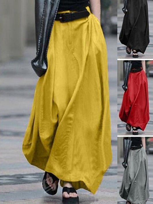 Spring and Autumn Solid Cotton Bust A-word Long Skirt Linen