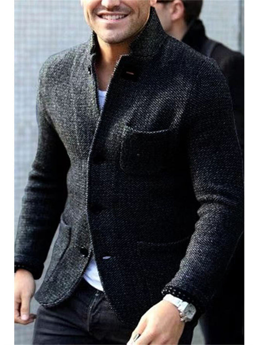 Men's Casual Suit Collar Long Sleeve Men's Jacket